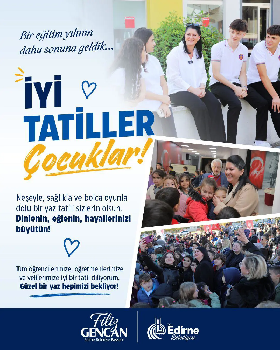 BAŞKAN FİLİZ GENCAN’DAN KARNE SEVİNCİ YAŞAYAN ÇOCUKLARA MESAJ